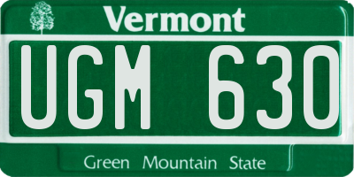 VT license plate UGM630