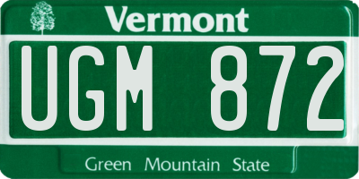 VT license plate UGM872