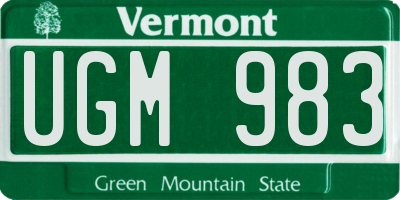 VT license plate UGM983