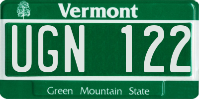 VT license plate UGN122