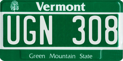 VT license plate UGN308