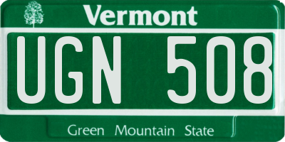 VT license plate UGN508
