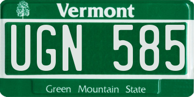 VT license plate UGN585