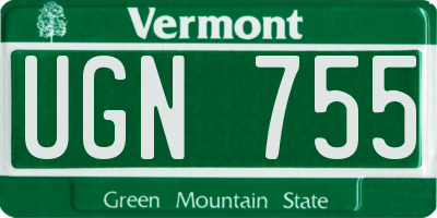 VT license plate UGN755