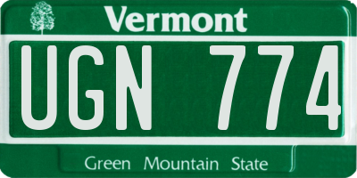 VT license plate UGN774