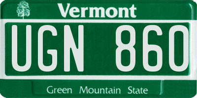 VT license plate UGN860
