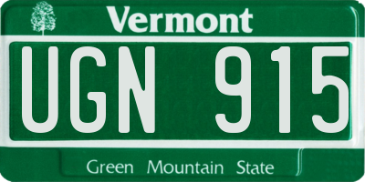 VT license plate UGN915