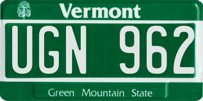 VT license plate UGN962