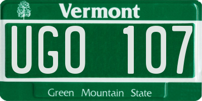 VT license plate UGO107