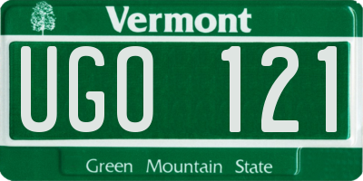 VT license plate UGO121