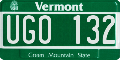 VT license plate UGO132