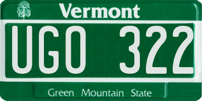 VT license plate UGO322