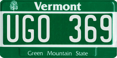 VT license plate UGO369