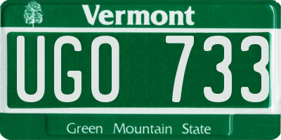 VT license plate UGO733