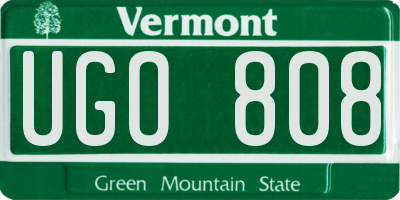 VT license plate UGO808