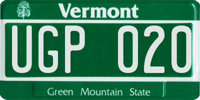 VT license plate UGP020