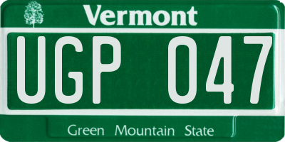 VT license plate UGP047