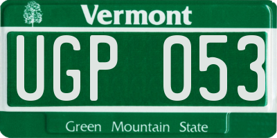 VT license plate UGP053