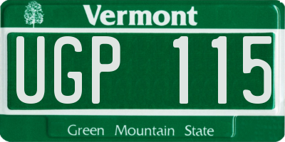 VT license plate UGP115