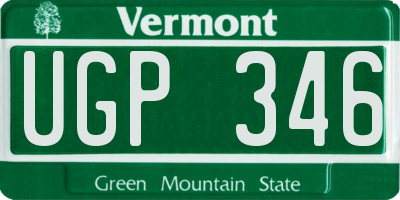 VT license plate UGP346