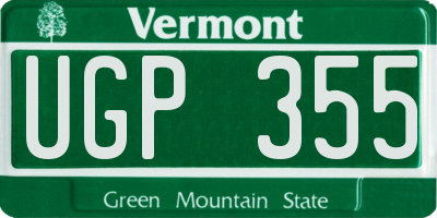 VT license plate UGP355