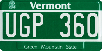 VT license plate UGP360