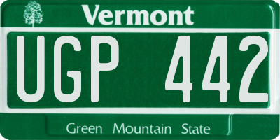 VT license plate UGP442