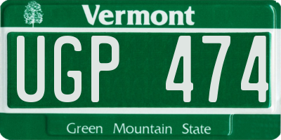 VT license plate UGP474