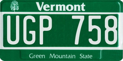 VT license plate UGP758