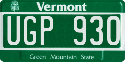 VT license plate UGP930