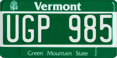 VT license plate UGP985