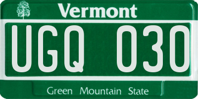 VT license plate UGQ030
