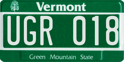 VT license plate UGR018