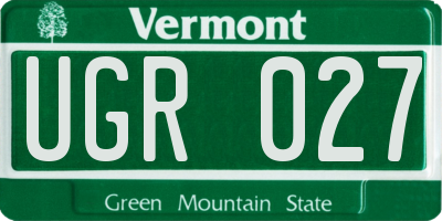 VT license plate UGR027