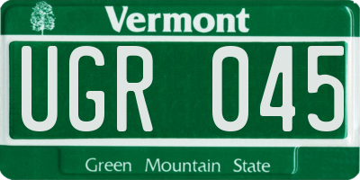 VT license plate UGR045