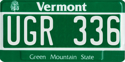 VT license plate UGR336