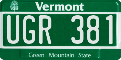 VT license plate UGR381