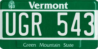 VT license plate UGR543