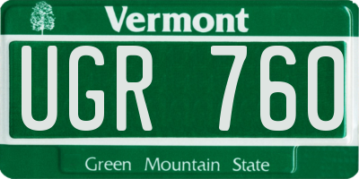 VT license plate UGR760
