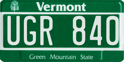 VT license plate UGR840