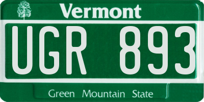 VT license plate UGR893