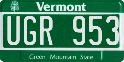VT license plate UGR953