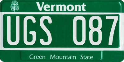 VT license plate UGS087