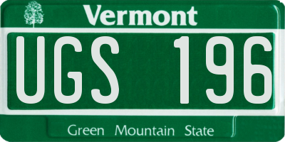 VT license plate UGS196