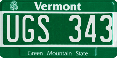 VT license plate UGS343