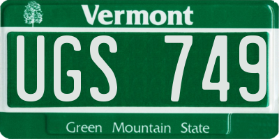 VT license plate UGS749