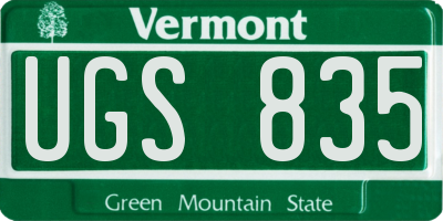 VT license plate UGS835