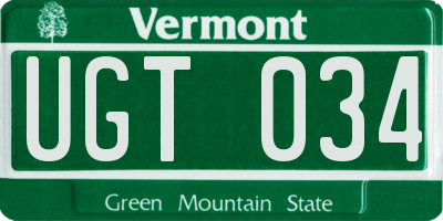 VT license plate UGT034