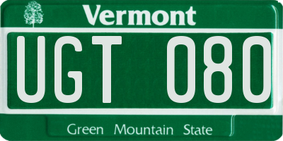 VT license plate UGT080
