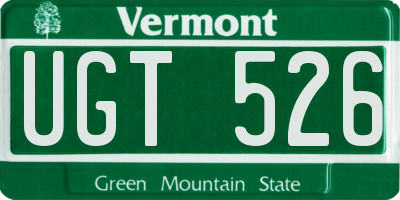 VT license plate UGT526